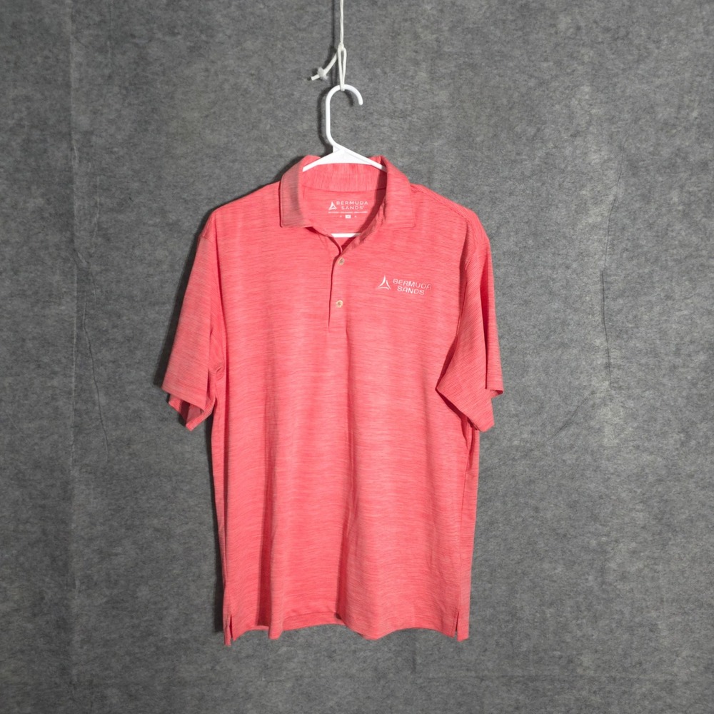 Bermuda Sands Polo Mens Medium Coral Pink Heathered Golf Shirt Stretch 16141